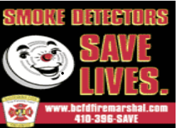 Baltimore City Smoke Alarm Program. Poster Saying smoke detectors SAVE LIVES
